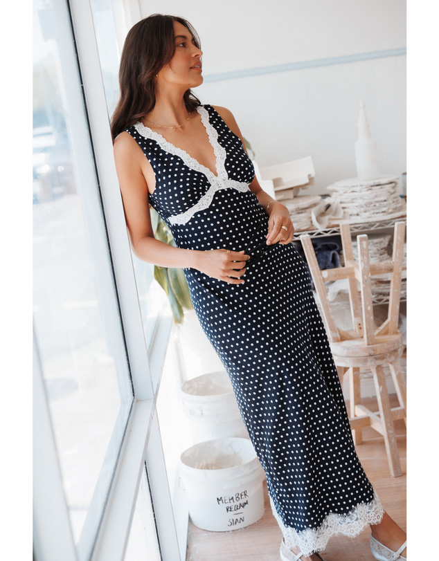 Petal & Pup - Jeanette Midi Dress - Navy/White Polka Dot