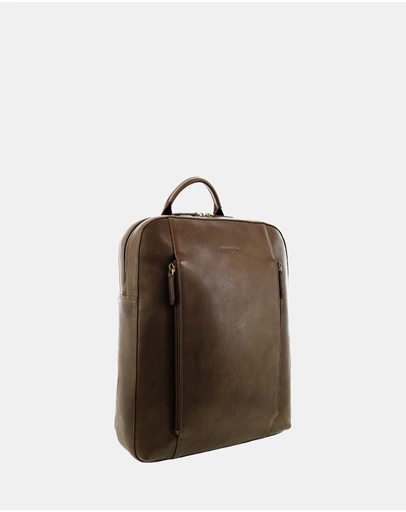 Pierre Cardin - Pierre Cardin Men's Leather Functional Business/Laptop Backpack