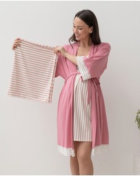 Angel Maternity - 3 Pieces Maternity Hospital Pack & Robe & Baby Wrap