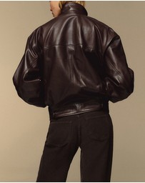 Reformation - Veda Harrison Leather Oversized Bomber Jacket
