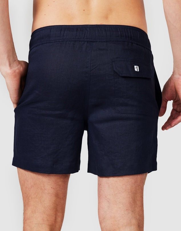 Vacay Swimwear - Navy Linen Shorts