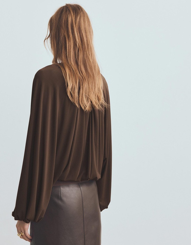 M.N.G - Gathered Blouse With Round Neckline