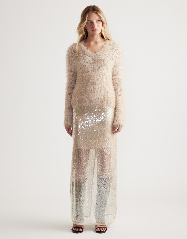 Decjuba - Mai Fluffy V-Neck Knit Jumper