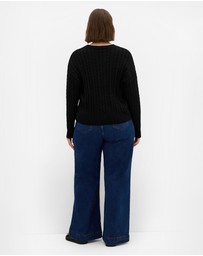 City Chic - Plus size Kenia Crew Neck Knit Jumper - black