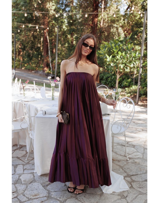 Petal & Pup - Nalania Strapless Maxi Dress - Sangria Red
