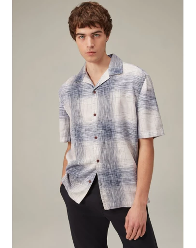 NEXT - Linen Blend Check Short Sleeve Shirt