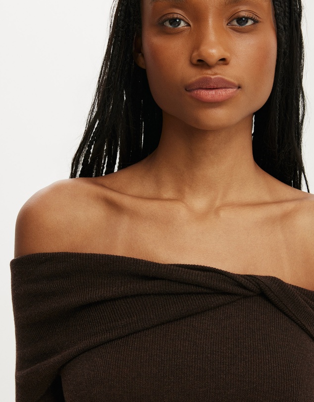 Cotton On - Twist Off Shoulder Ls Knit