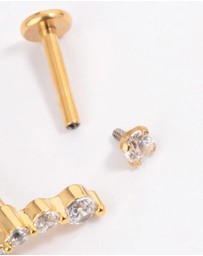 Lovisa - Gold Plated Surgical Steel Cubic Zirconia Crawler Flat Back Pack