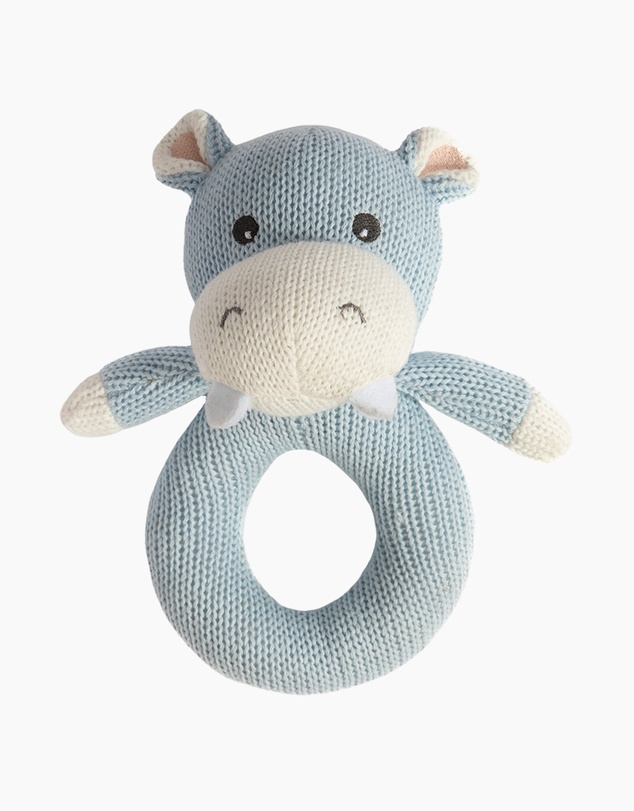 Living Textiles - Knitted Ring Rattle - Henry the Hippo