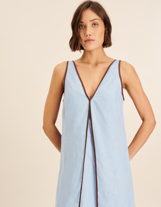 AERE - Zena Linen Contrast Mini Slip Dress