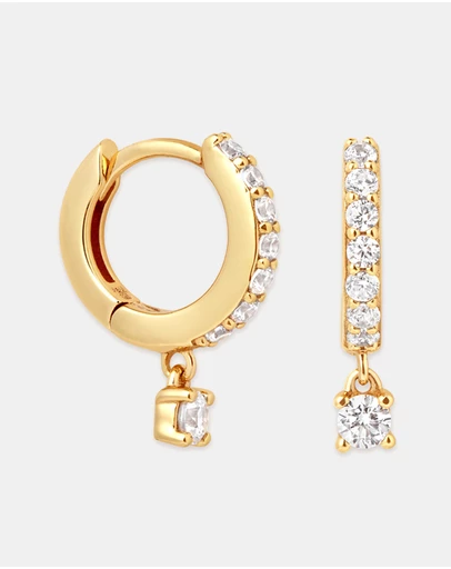 Astrid & Miyu - Crystal Charm 18Ct Huggies