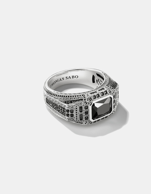 THOMAS SABO - THOMAS SABO Signet Ring with Onyx and Black Stones