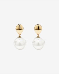 Michael Hill - Baroque Cultured Freshwater Pearl Drop Dome Earrings in 10kt Yellow Gold