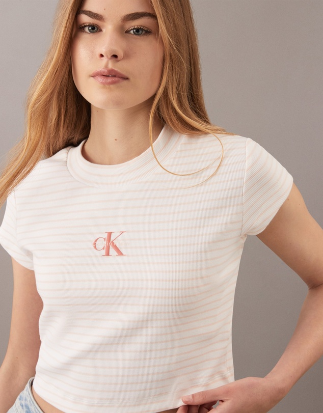 Calvin Klein Jeans - Yarn-Dyed Stripe Monologo Baby Tee