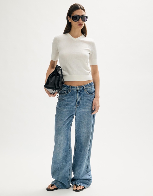 Minima Esenciales - Rilo Organic Cotton Cashmere V Neck T-Shirt