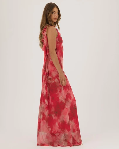 Atmos&Here - Iris One Shoulder Ruffle Floral Printed Maxi Dress
