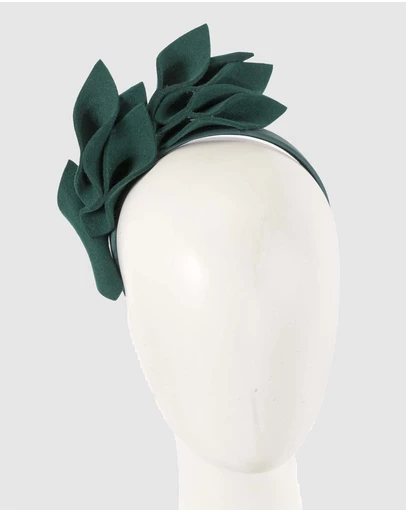 Max Alexander - Felt Green Winter Racing Fascinator