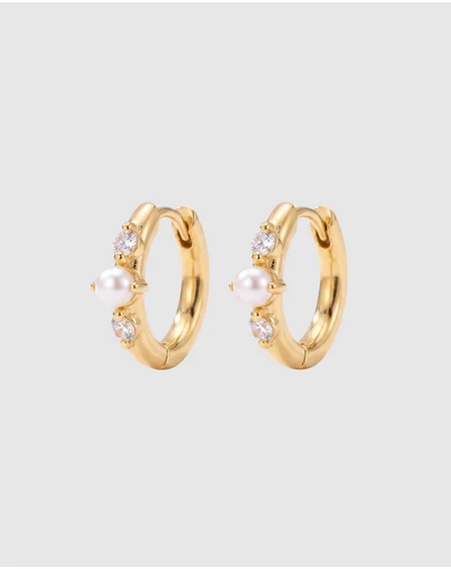 HOUSE OF SLANI - Gold Alma Pearl Hoop Earrings