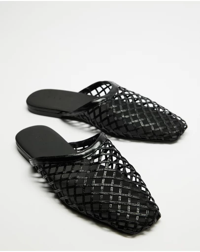AERE - Woven Leather Slip on Flats