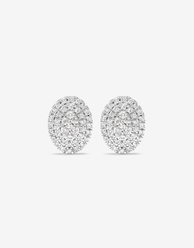 Michael Hill - 0.30 Carat TW Oval Shaped Diamond Cluster Stud Earrings in 10kt White Gold