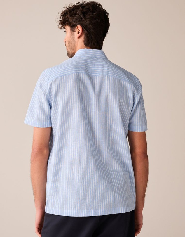 NEXT - Linen Blend Stripe Short Sleeve Shirt