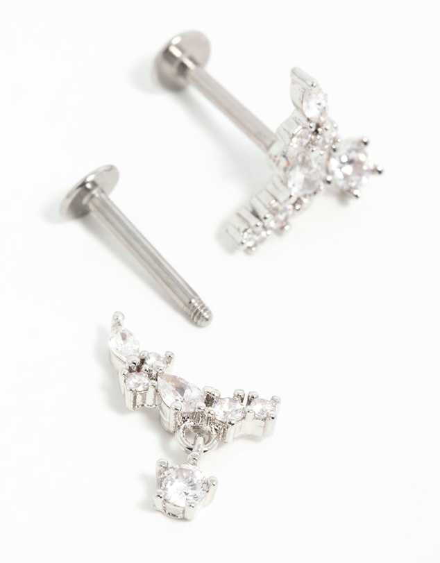 Lovisa - Surgical Steel Cubic Zirconia Marquise Flat Back Earrings