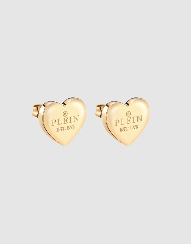 Philipp Plein - Philipp Plein Rocked Heart Gold-Tone Stud Earring