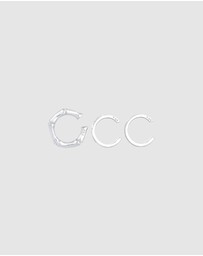 Kuzzoi - ICONIC EXCLUSIVE - Earrings Men's Earcuff 3-Piece Set Geo Organic in 925 Sterling Silver