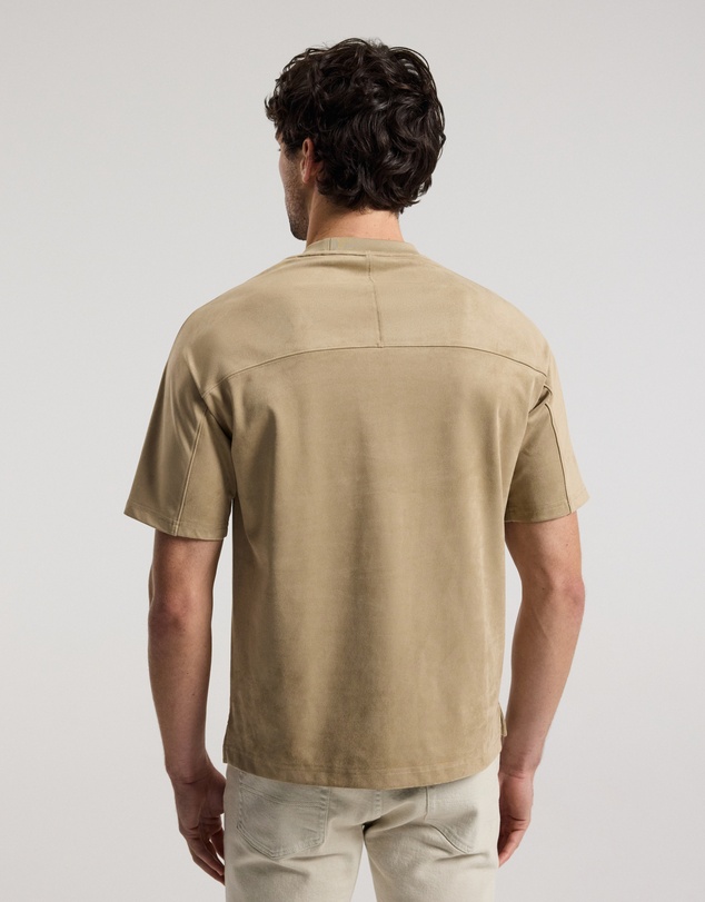 Calibre - Loose Fit Suede Look T-shirt Tan