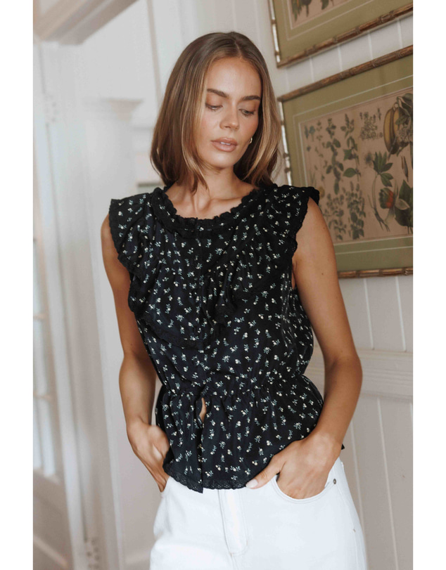 Petal & Pup - Karrie Top - Black Ditsy Floral