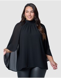 Pink Dusk by Curve Project - Fire and Rain Cape Blouse