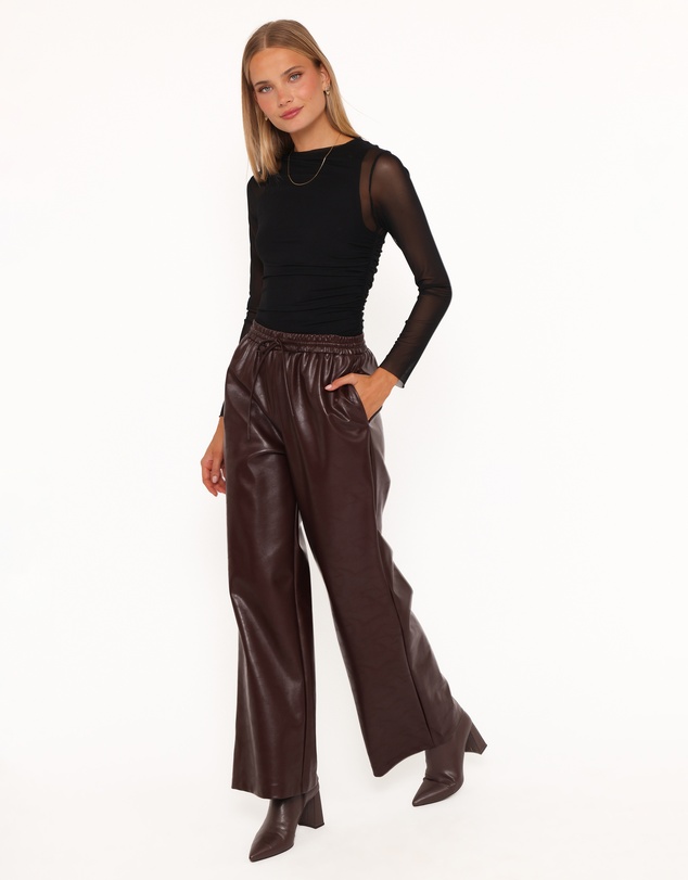 Petal & Pup - Saffron Vegan Leather Wide Leg Pant - Burgundy