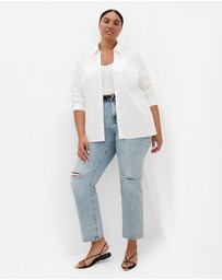 City Chic - Plus size Elevated Long Sleeve Stretch Shirt - white