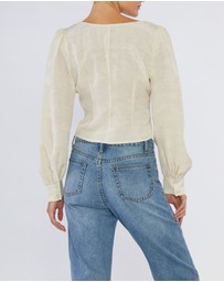Amelius - Loren Linen Jacquard V-Neck Top