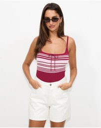 Dazie - Delphine Stripe Knit Top