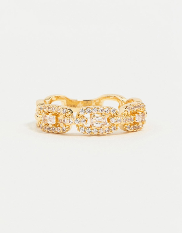 Lovisa - Gold Plated Cubic Zirconia Chain Ring