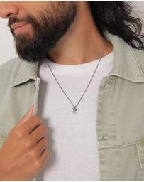 Kuzzoi - ICONIC EXCLUSIVE - Necklace Coin Pendant Cross Ancient in 925 Sterling Silver Oxidized