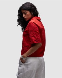 TOPSHOP - Co-Ord Cutwork Crop Shirt