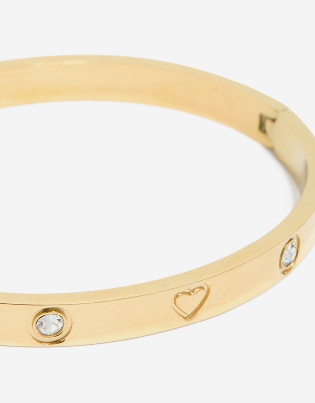 Lovisa - Waterproof Gold Plated Stainless Steel Cubic Zirconia Heart Bangle
