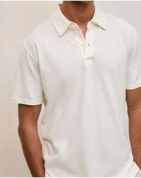 Trenery - Linen Cotton Jersey Polo in Parchment