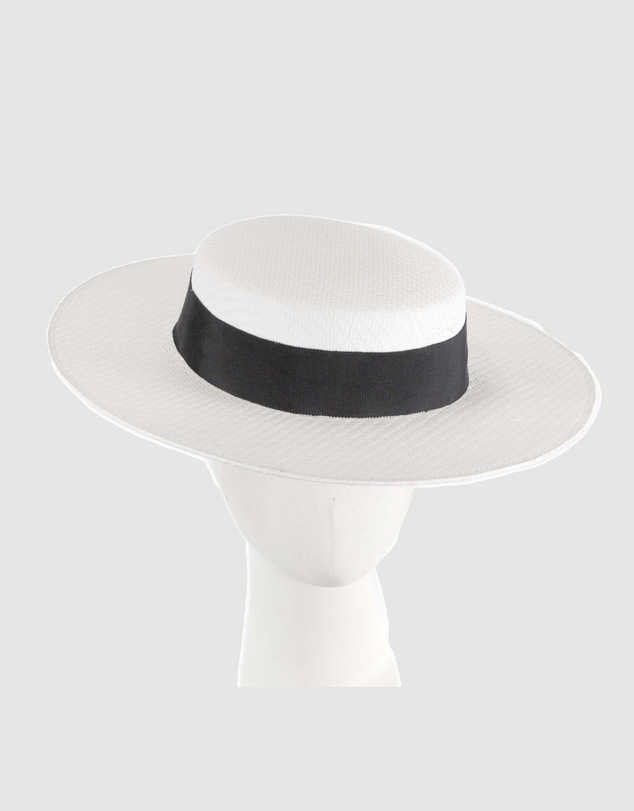Max Alexander - White and Black Boater Hat