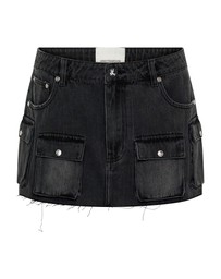 ONE TEASPOON - Sloane Low Waist Denim Mini Skirt - Faded Black