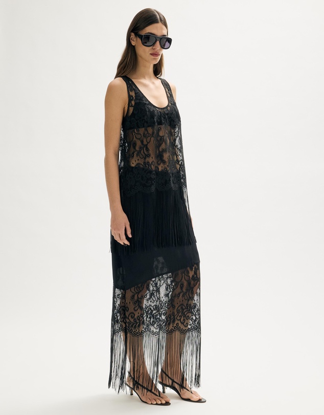 Minima Esenciales - Pia Fringe Lace Midi Skirt