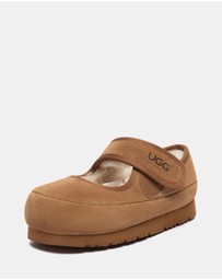EVERAU - Australian Shepherd Ugg Millie Kids Cow Suede Upper Loafer Oxfords Flats