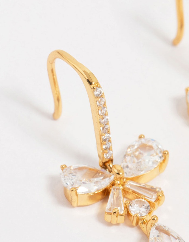 Lovisa - Gold Plated Cubic Zirconia Bow Teardrop Earrings