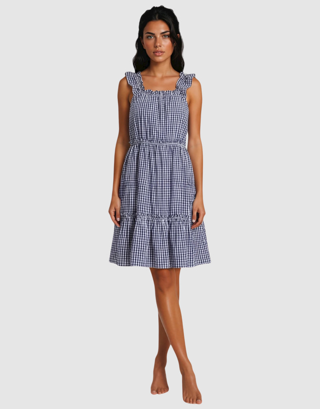 Sant And Abel - Women's Hepburn Gingham Navy Nightie