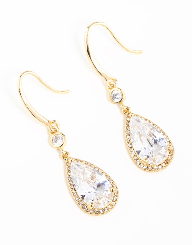 Lovisa - Gold Plated Pear Cut Cubic Zirconia Drop Earrings