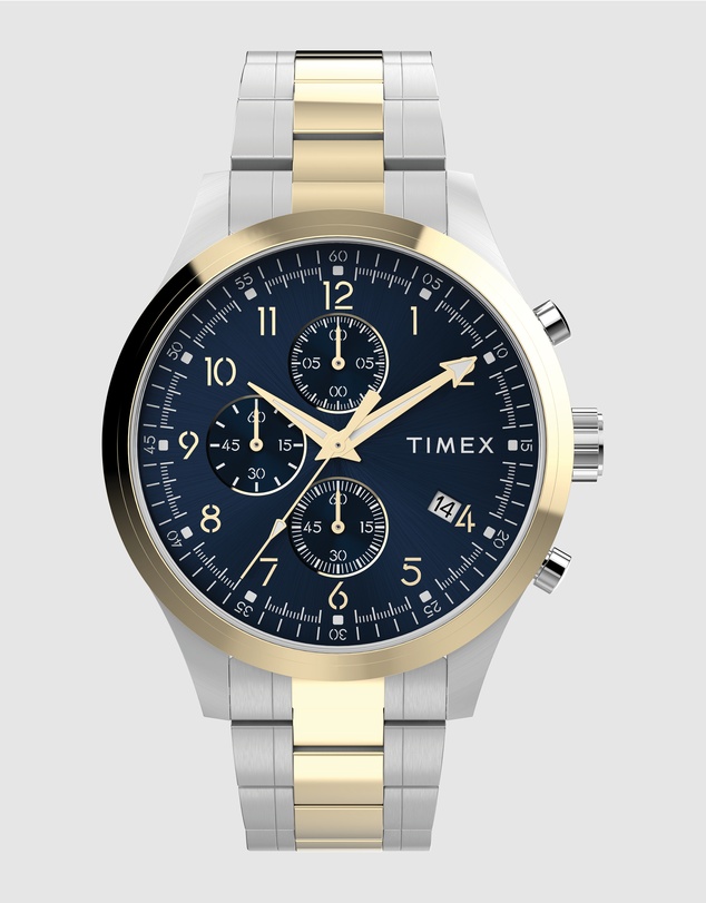 TIMEX - Men's Dress Chronograph 43mm Stainless Steel Bracelet Watch