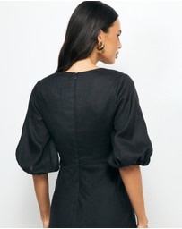 AERE - Idalia Twist Front Linen Midi Dress