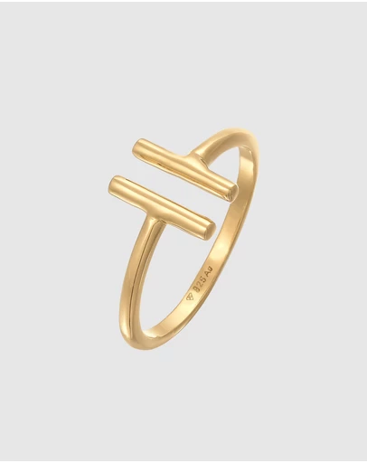 Elli Jewelry - Geometric Band Ring in Gold-Plated 925 Silver